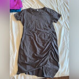 Anthropologie brand gray ruched tshirt dress